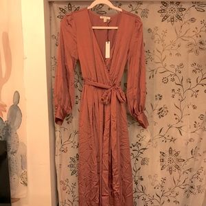 Satin dusty rose floor length dress